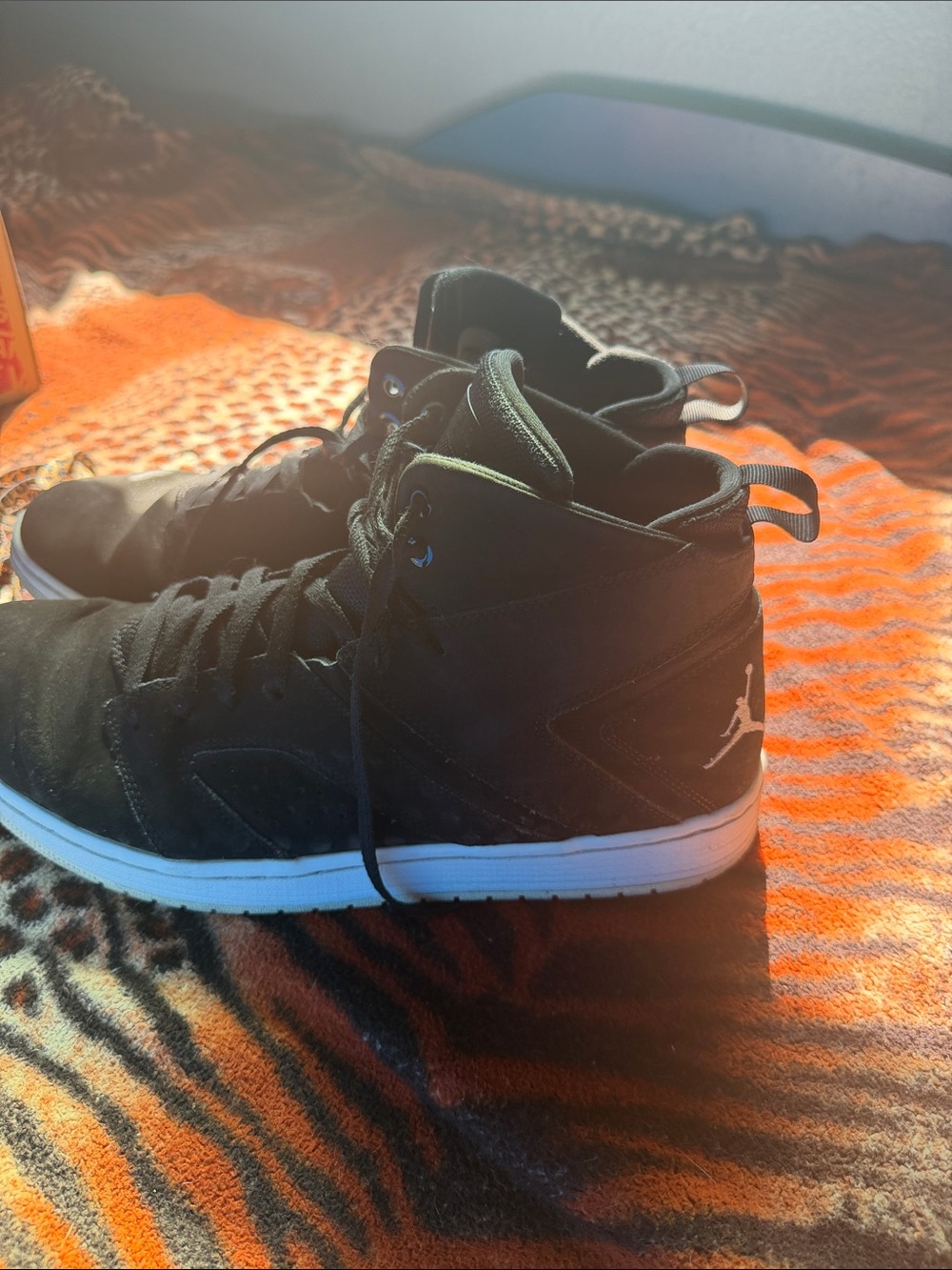 Size 12 Jordan Black mid -Top Sneakers with White Sole